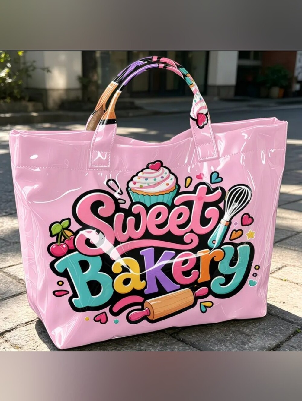 Women Cute Sweet Cupcake Bakery Daily Commue Tote Large PVC